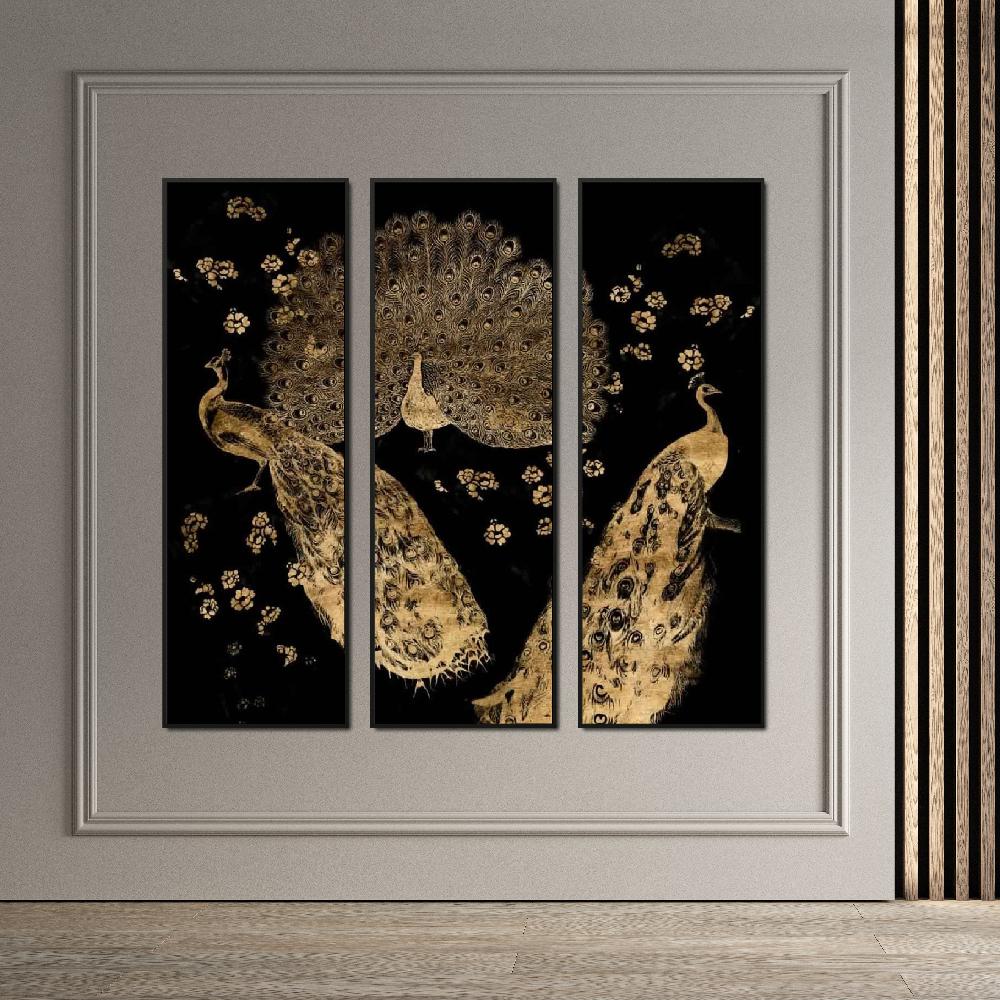 Gilded Peacock Triptych